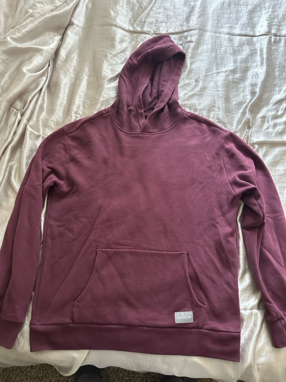 Hollister Men's Maroon Hooded Pullover Sweatshirt